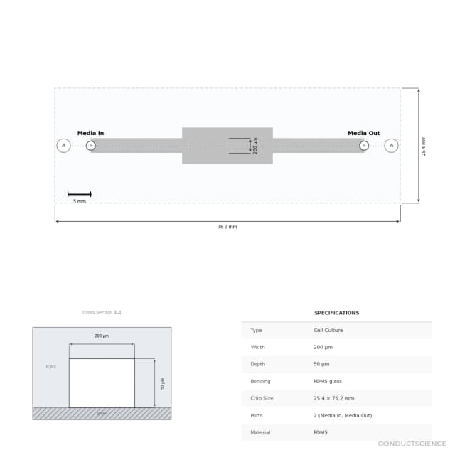 PMMA Cell Culture Microfluidic Chip - Technical Diagram