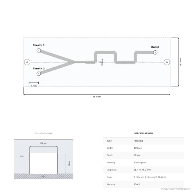 Technical diagram — Focusing 100um PDMS-glass