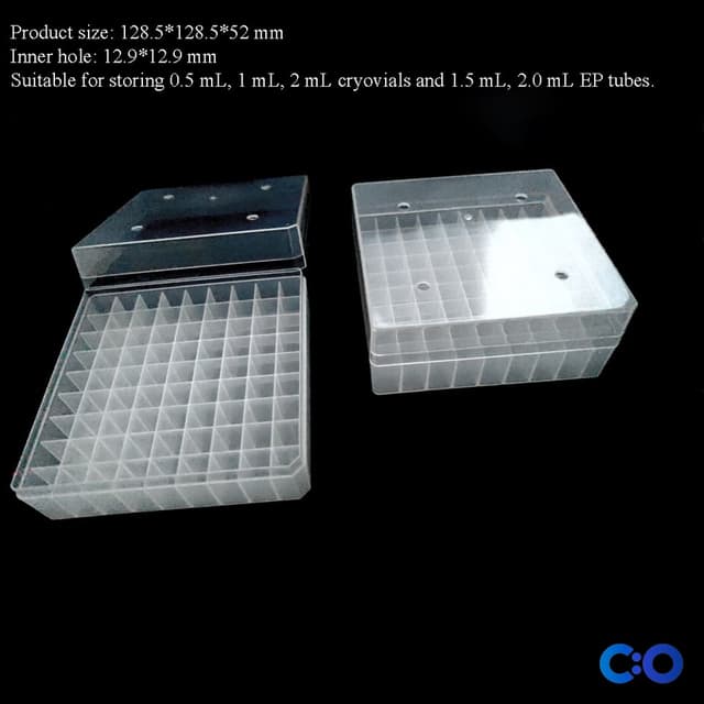 ConductScience Cryogenic Boxes, 81-Place (9x9), PC (Bulk 15-Pack) - Cryogenic Storage