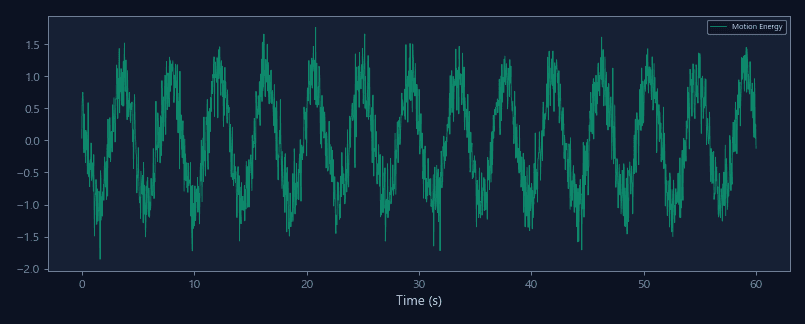 Frame-level motion energy trace
