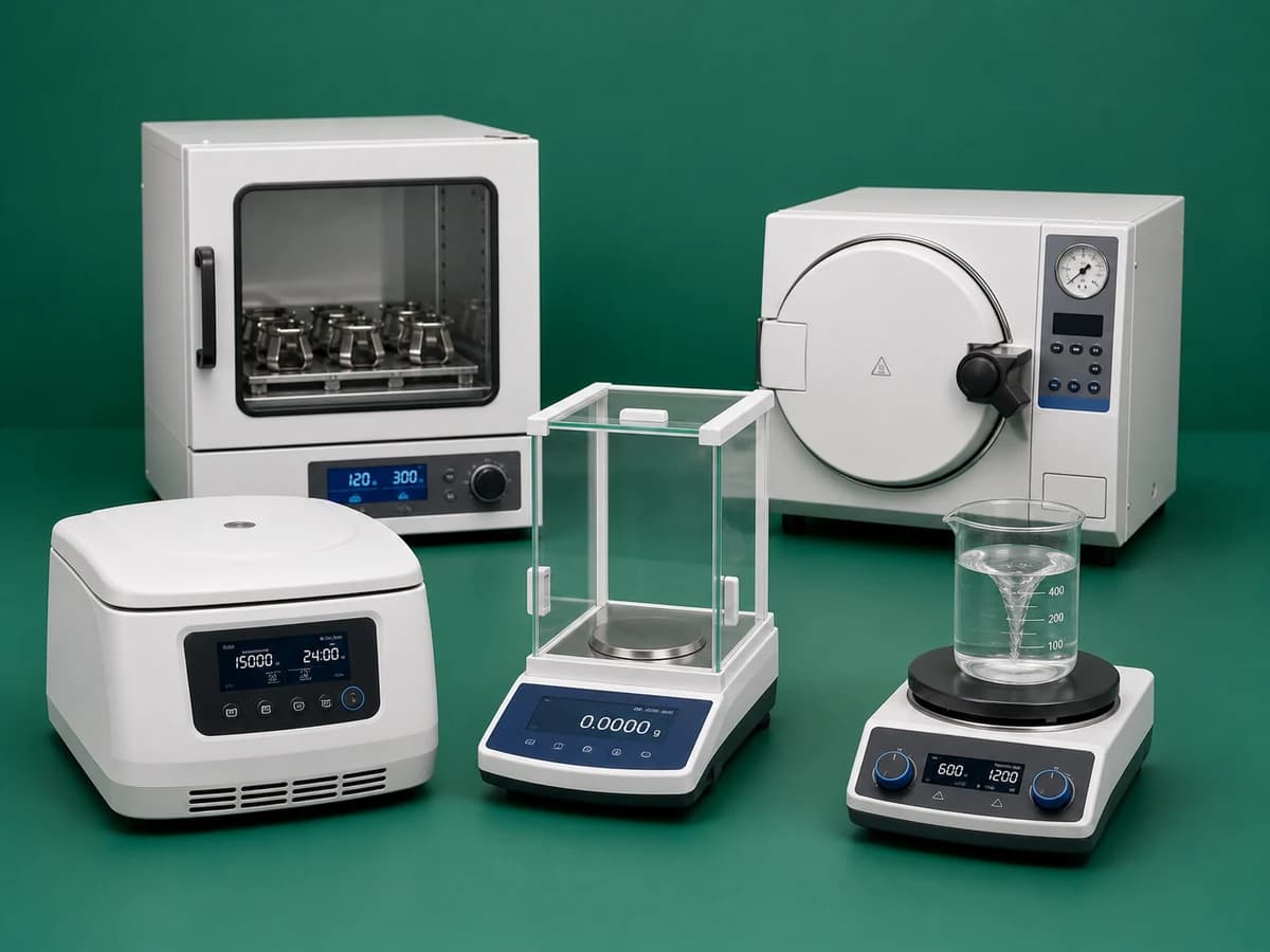 Benchtop laboratory instruments staged for delivery planning
