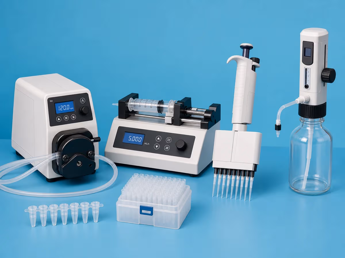 Liquid handling equipment including pumps, pipettes and dispensers