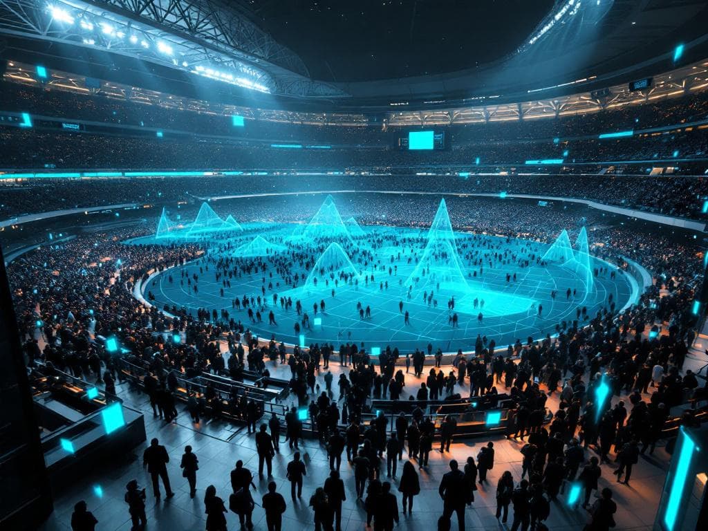 Example crowd analytics scene with an illustrative detection overlay