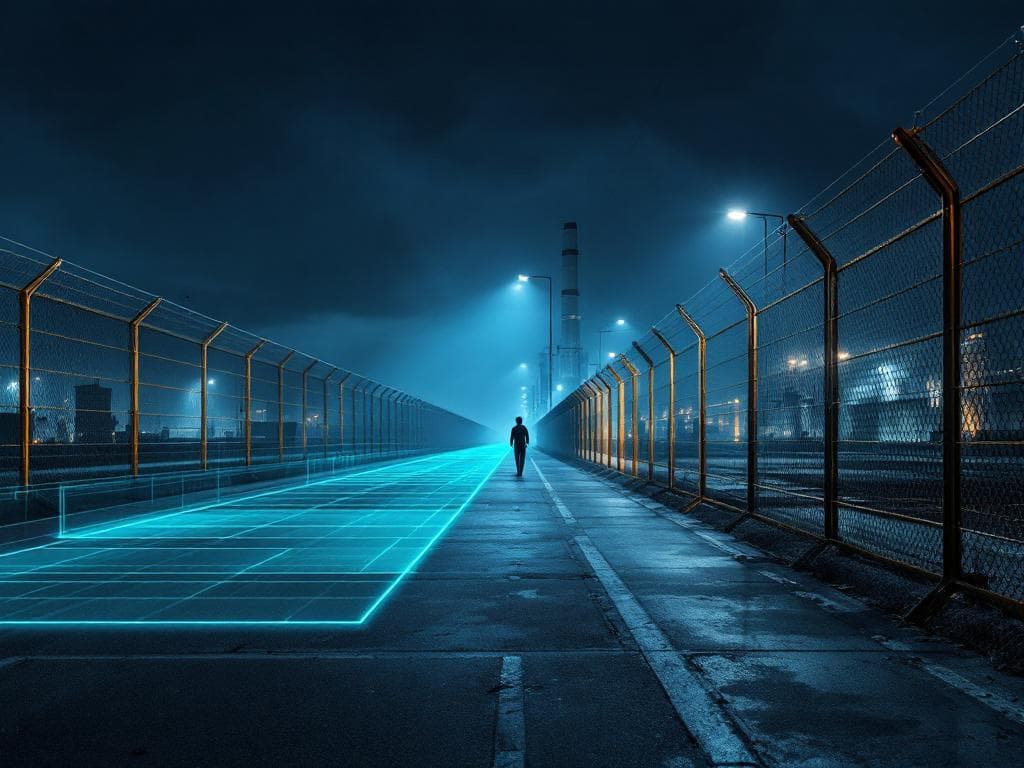Example intrusion & perimeter detection scene with an illustrative detection overlay