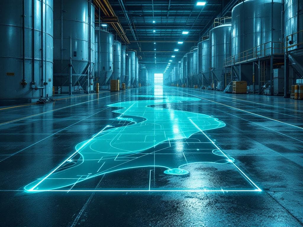Example spill & leak detection scene with an illustrative detection overlay