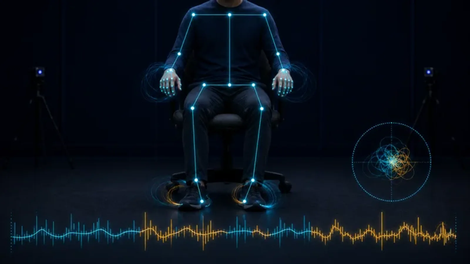 Participant responding to a visual prompt during psychomotor reaction time research.