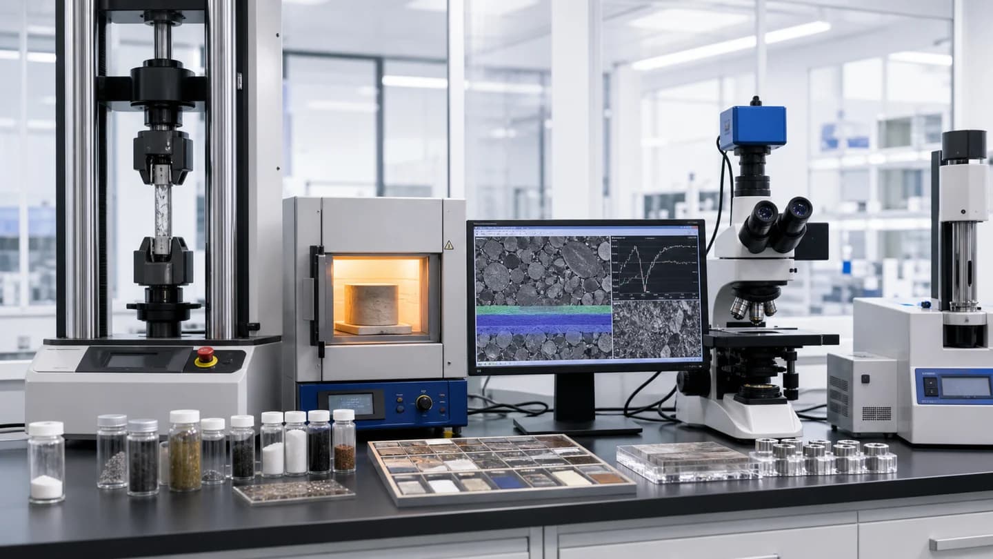 Materials science equipment with coating cross-section measurement overlay