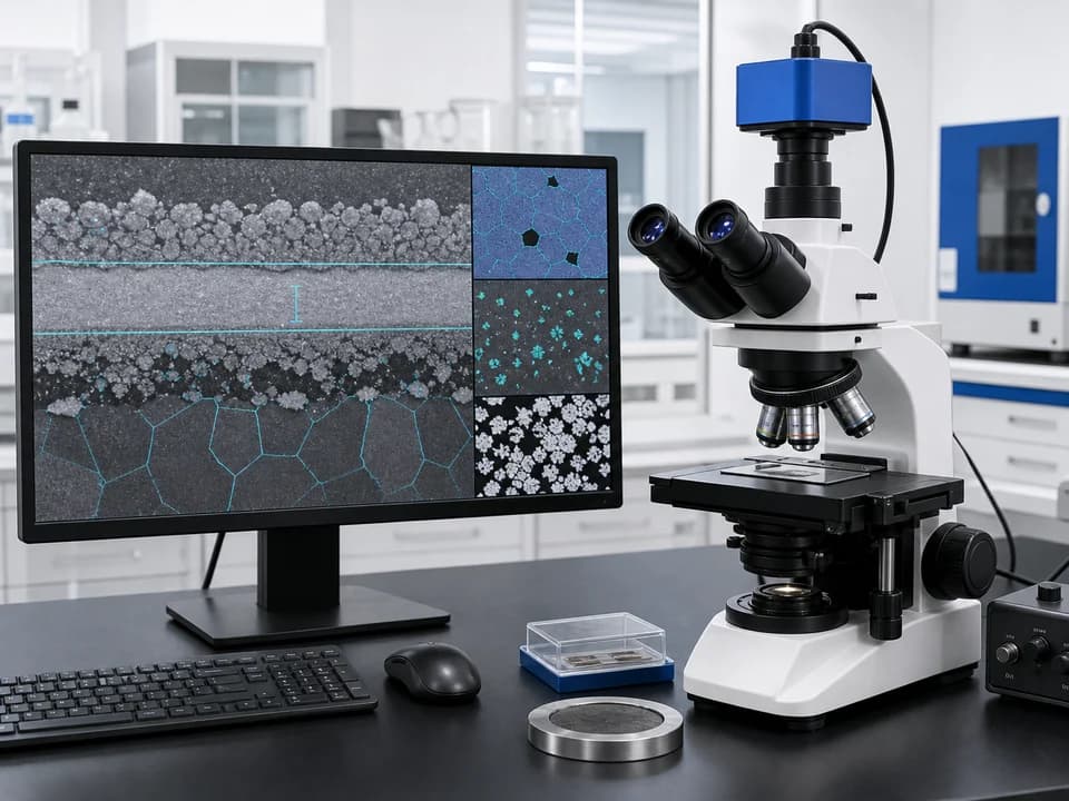 Coating cross-section image analysis for materials science