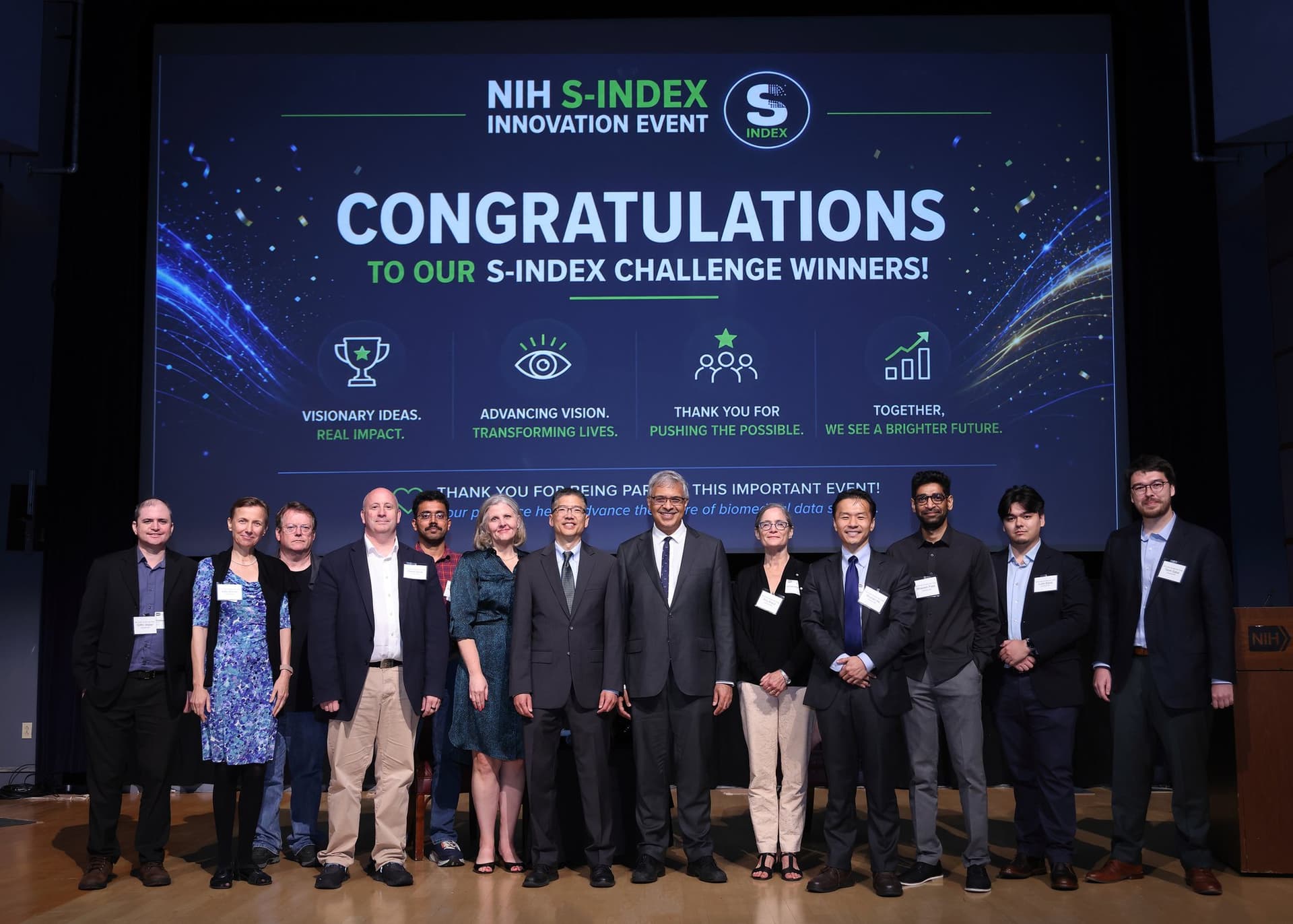 S-Index Challenge participants gathered on stage at NIH