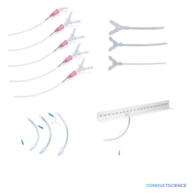 Mouse and rat tracheal cannulas and bracket with ConductScience watermark