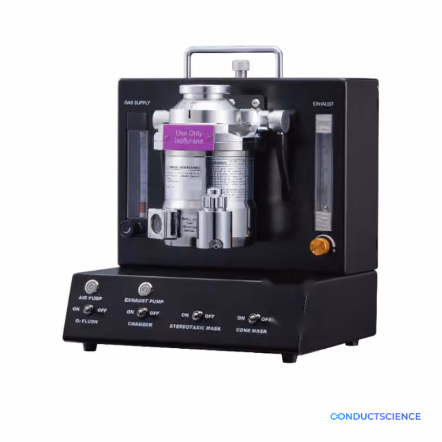 Small Animal Anesthesia Machine with integrated mask scavenging and ConductScience watermark