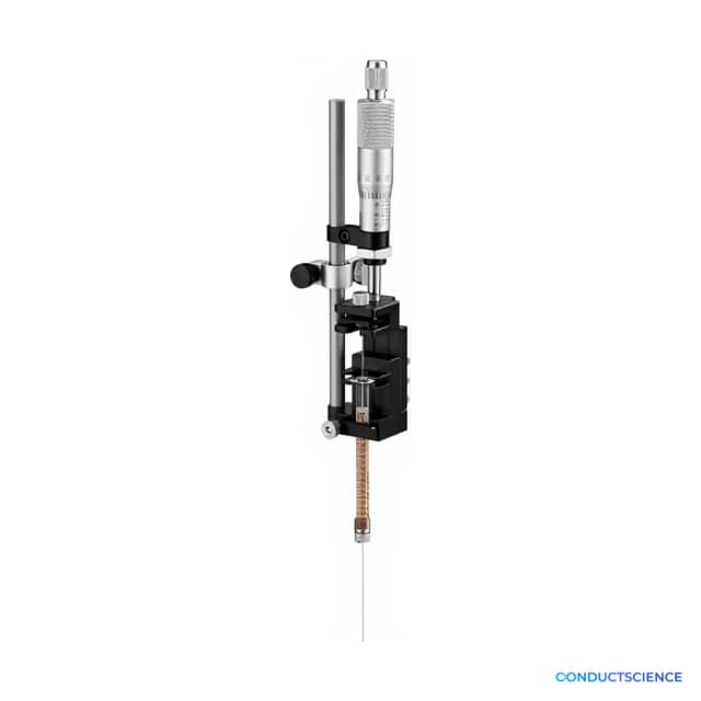 Manual micro-push stereotaxic injector with holder for capillary-glass delivery workflows