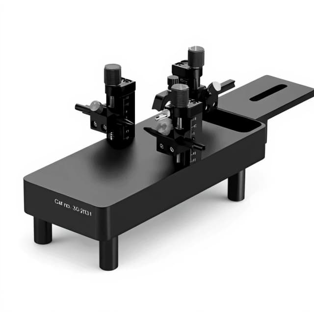 Rat stereotaxic adapters with ear-bar and nose-clip head-positioning hardware on a white background