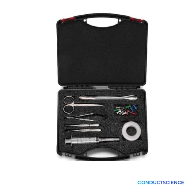 Mouse Brain Perfusion Surgical Kit arranged in a case with ConductScience watermark