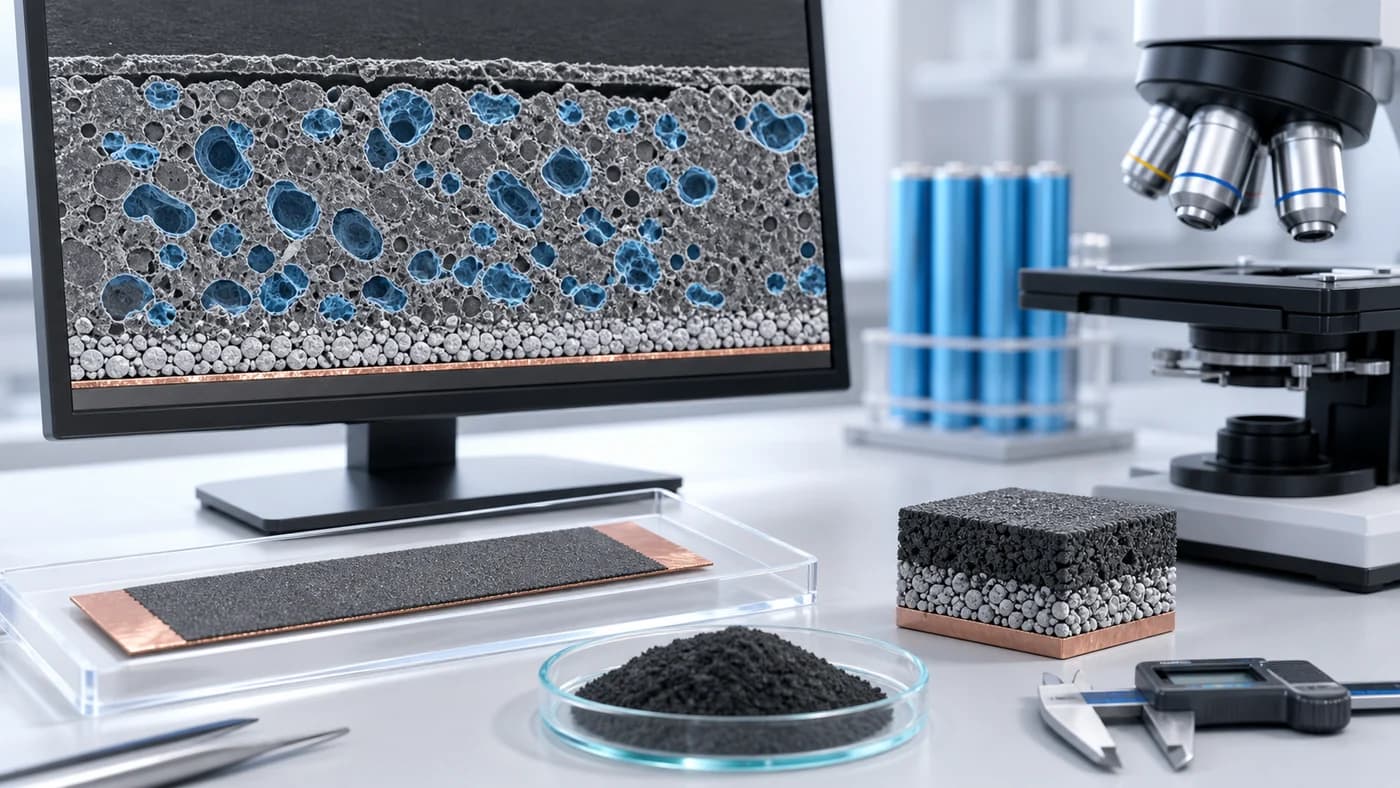 Illustrated battery electrode porosity calculator cover for materials science calculations