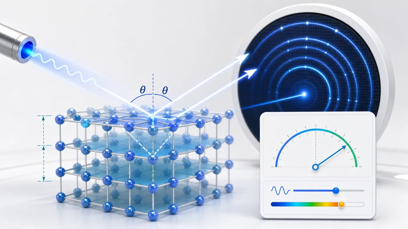 Illustrated bragg's law xrd calculator cover for materials science calculations