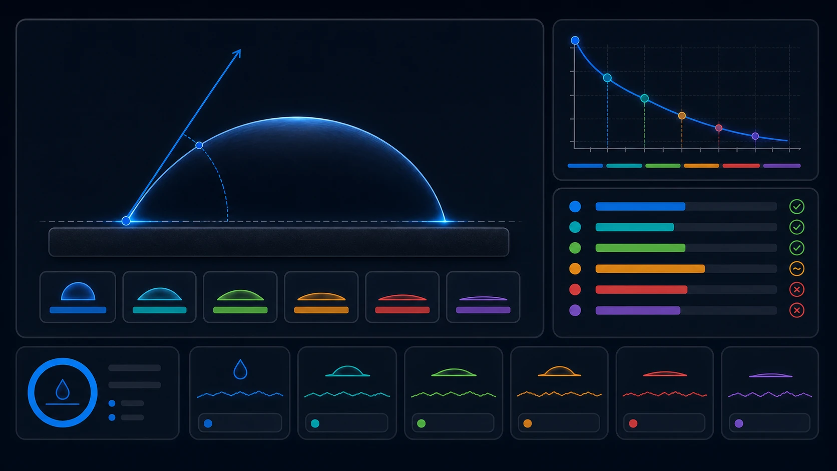 Illustrated contact angle calculator cover for materials science calculations