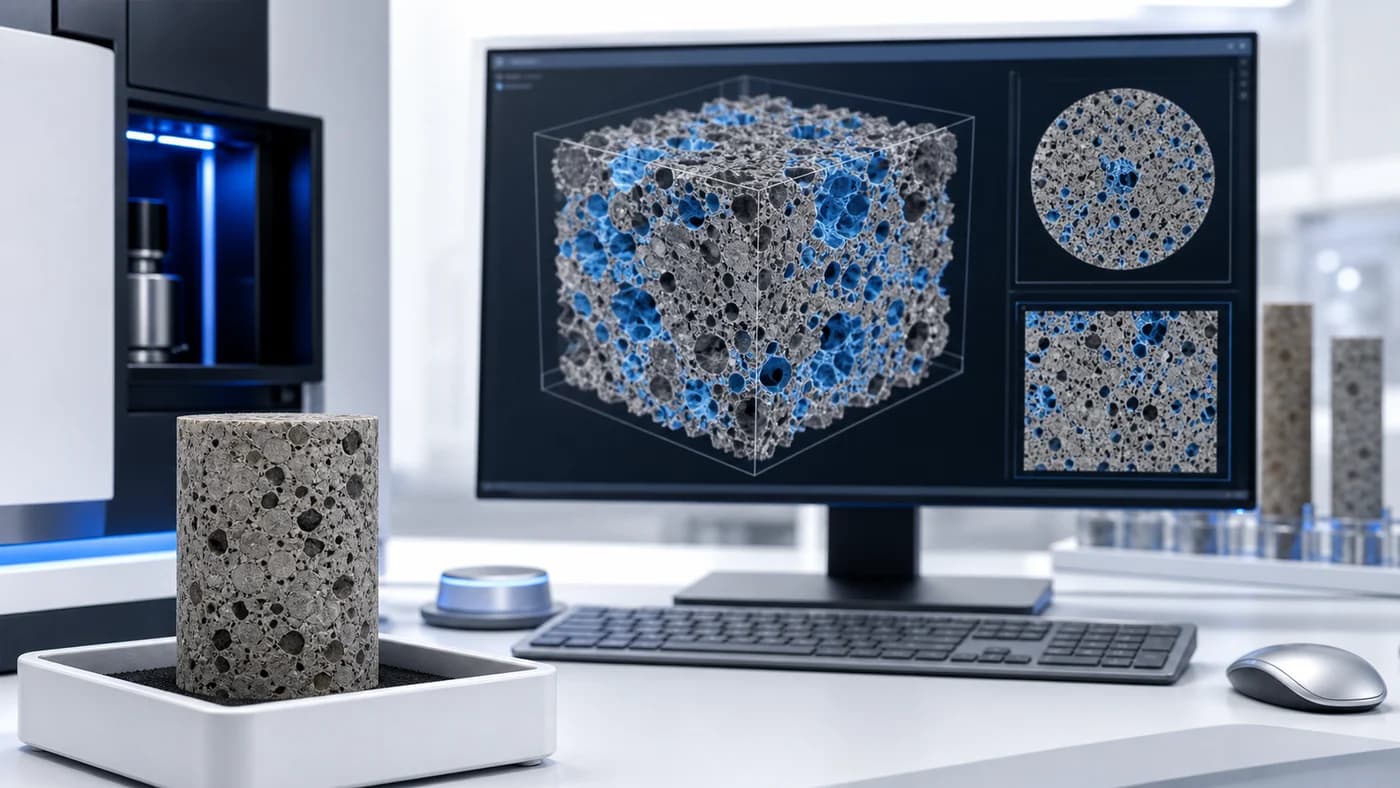 Illustrated digital rock porosity calculator cover for materials science calculations