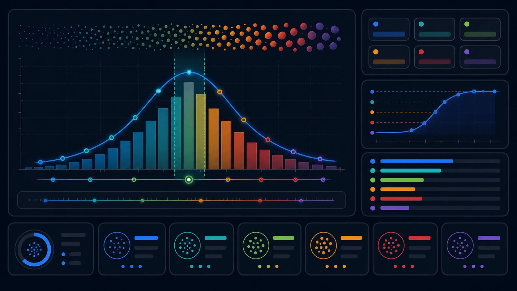 Illustrated particle size distribution calculator cover for materials science calculations