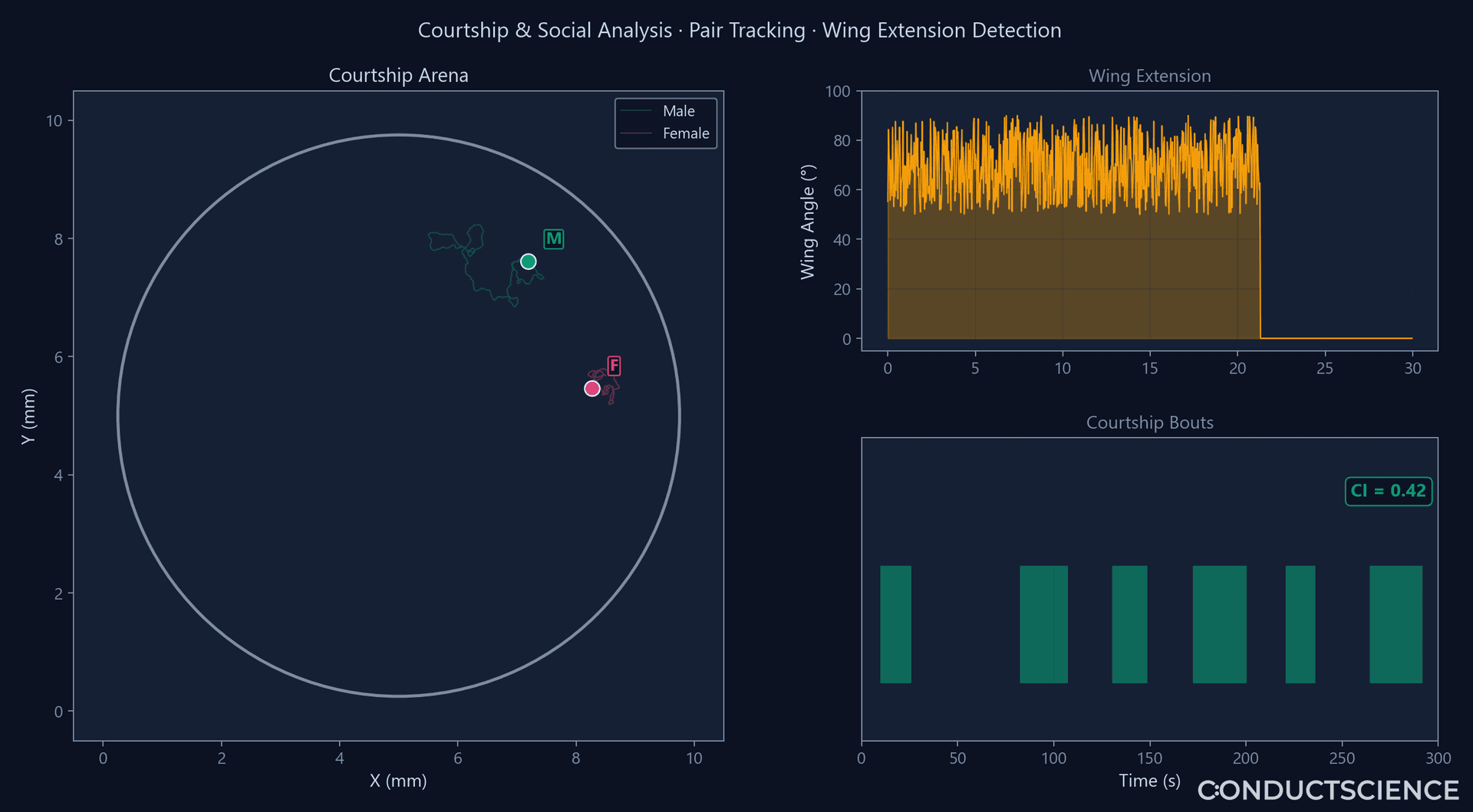 Courtship & Social Analysis — ConductVision Drosophila tracking