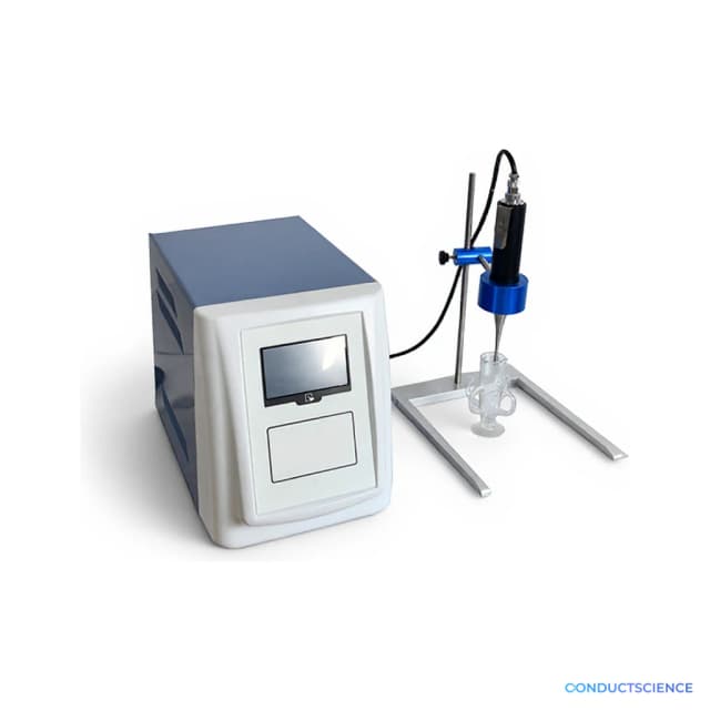 Portable ultrasonic cell disruptor on white background