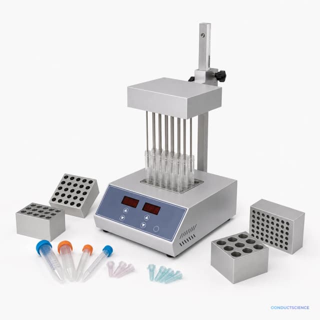 BK-SC100 sample concentrator with gas manifold and heating blocks