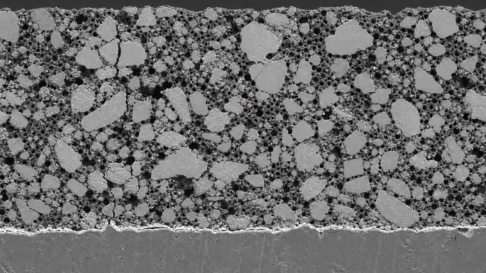 Porous battery electrode cross-section for coating and pore analysis