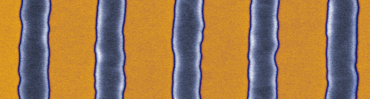 Top-down SEM of nanoscale silicon reference lines used for critical-dimension metrology