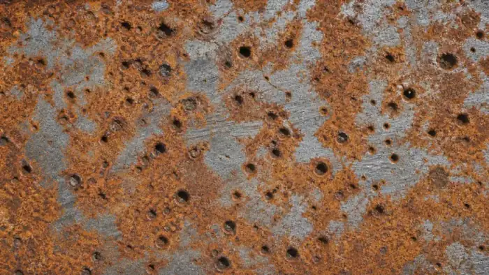 Corroded metal surface with pits for pitting analysis