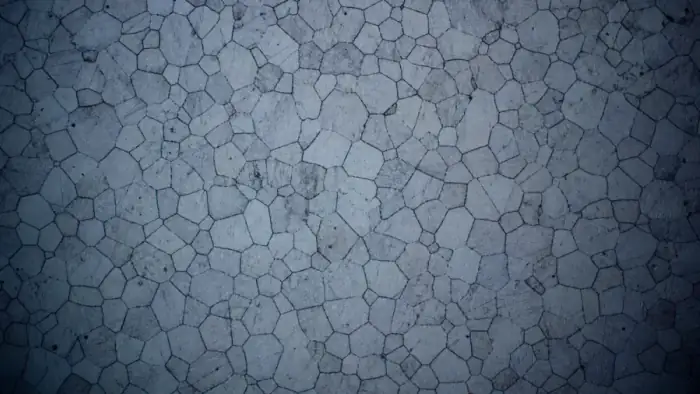 Etched metal microstructure with clear grain boundaries for grain size analysis