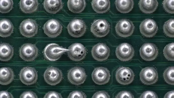 Close-up solder joint array for electronics inspection