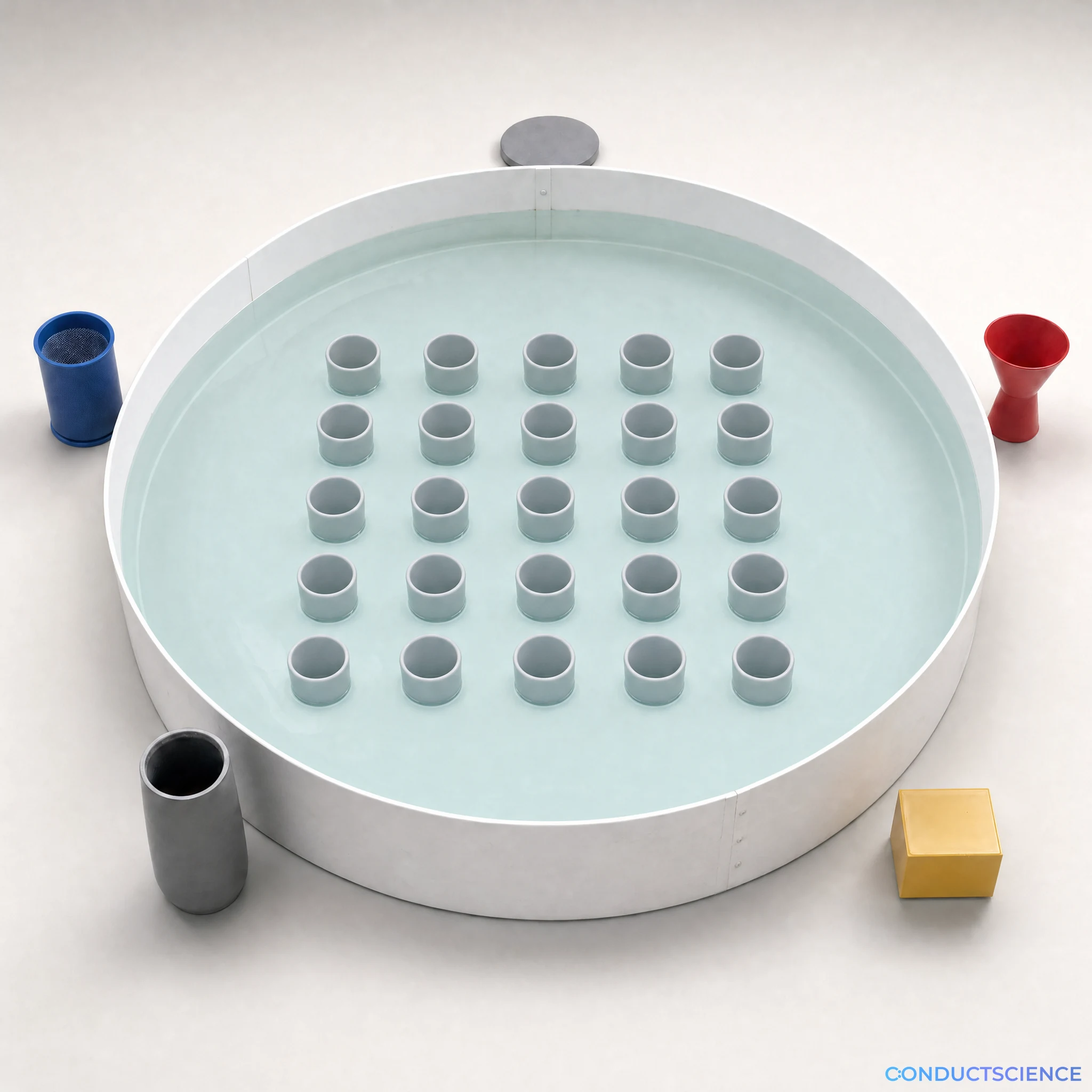 Photorealistic goldfish Aquatic Hole-Board with twenty-five feeders and five distinct landmarks