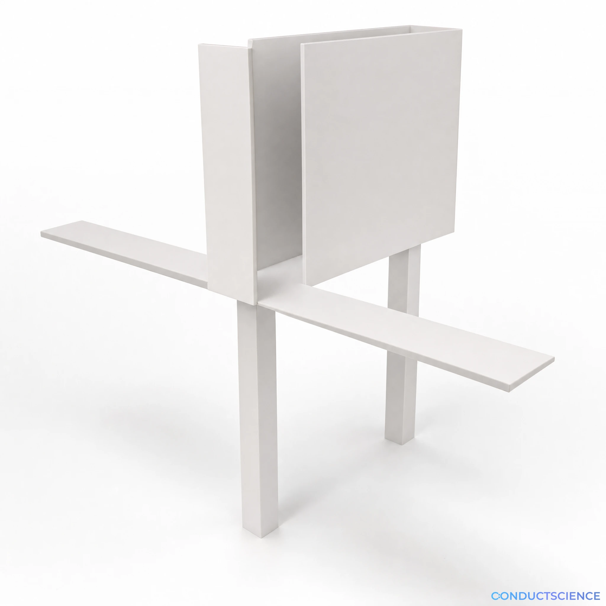 Photorealistic Elevated T-Maze with one enclosed arm and two open elevated arms