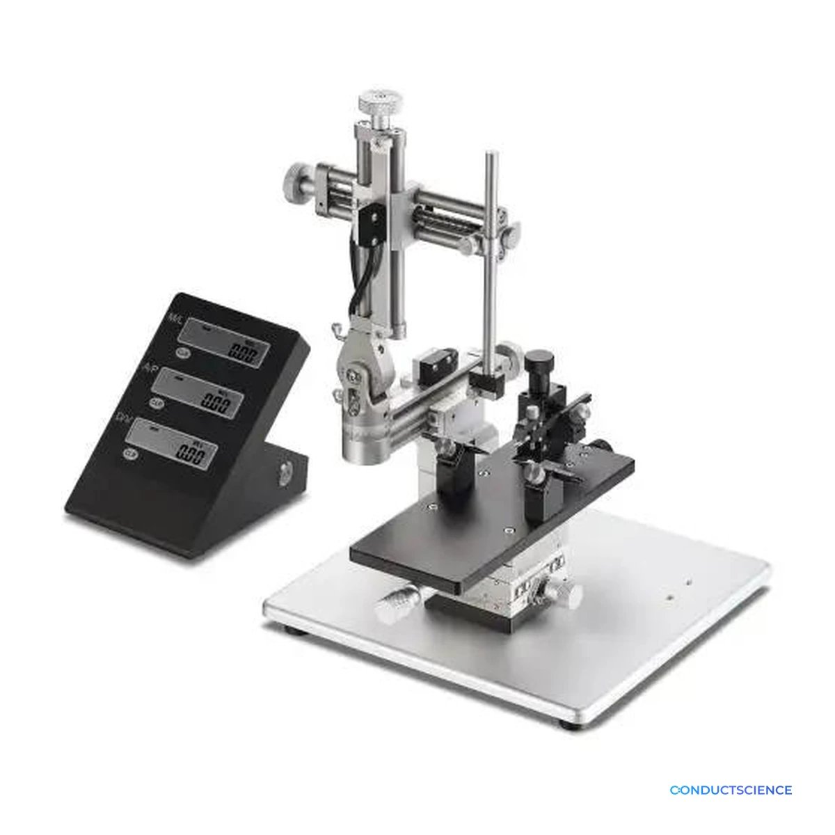 Mouse Stereotaxic Alignment System with digital coordinate display and ConductScience watermark