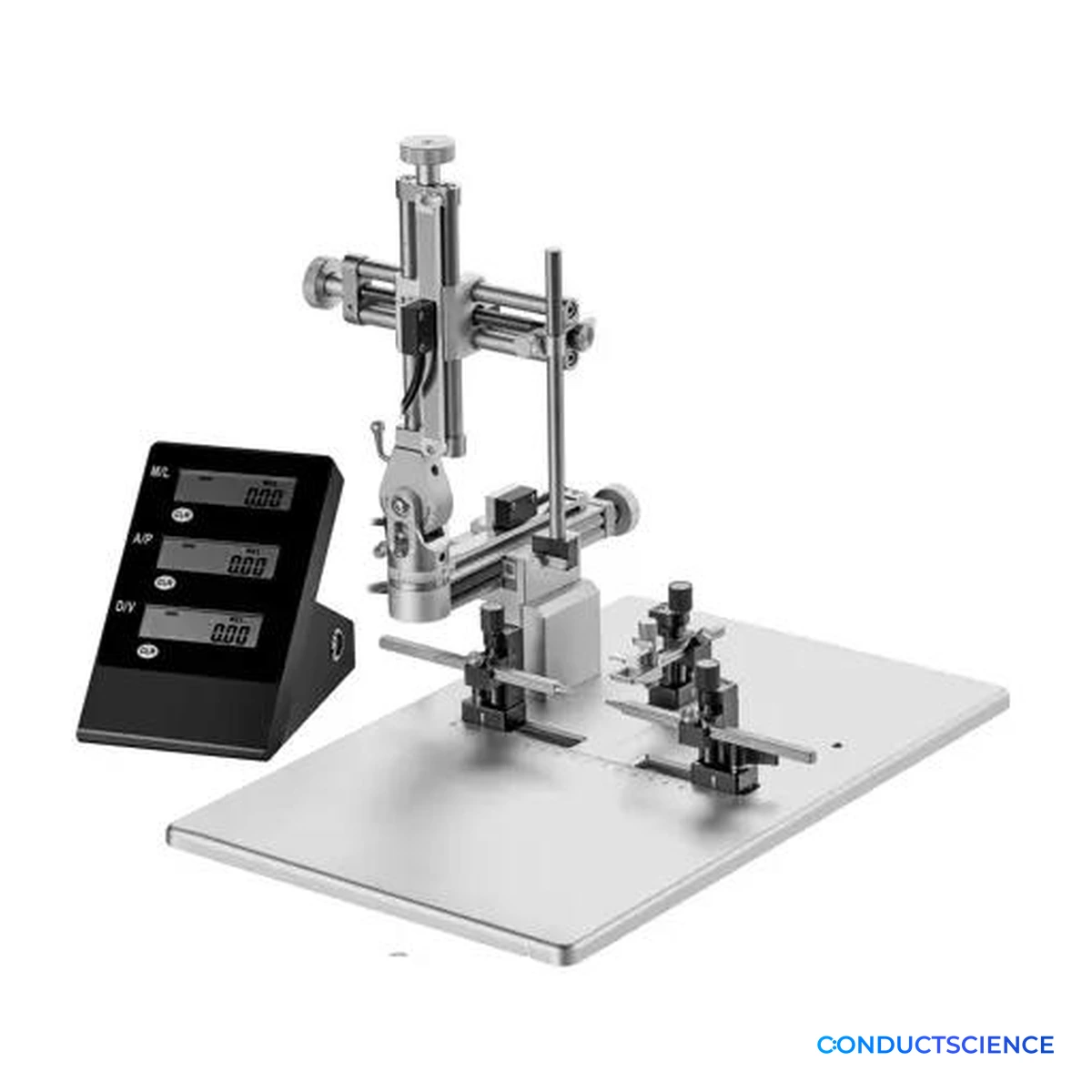 Open-Base Rat and Mouse Stereotaxic Instrument with digital display and adjustable rodent head-positioning hardware