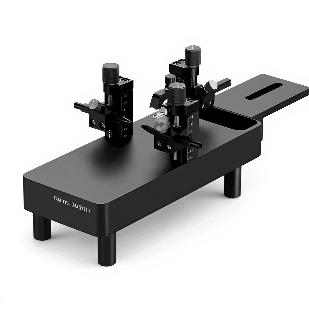 Rat stereotaxic adapters with ear-bar and nose-clip head-positioning hardware on a white background