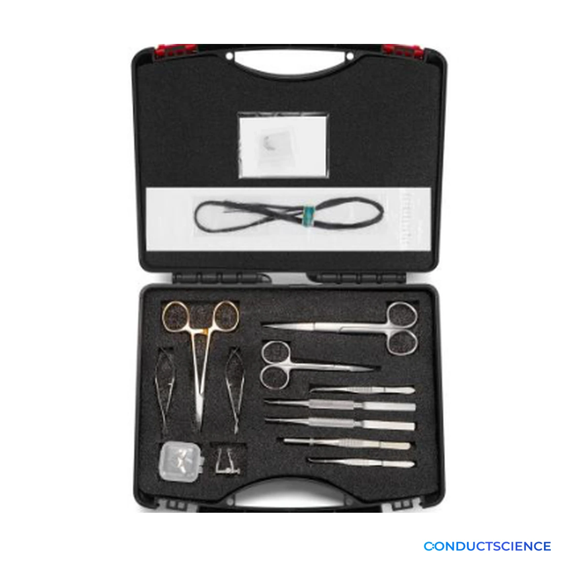 Cerebral Ischemia Surgical Kit arranged on a white background with ConductScience watermark