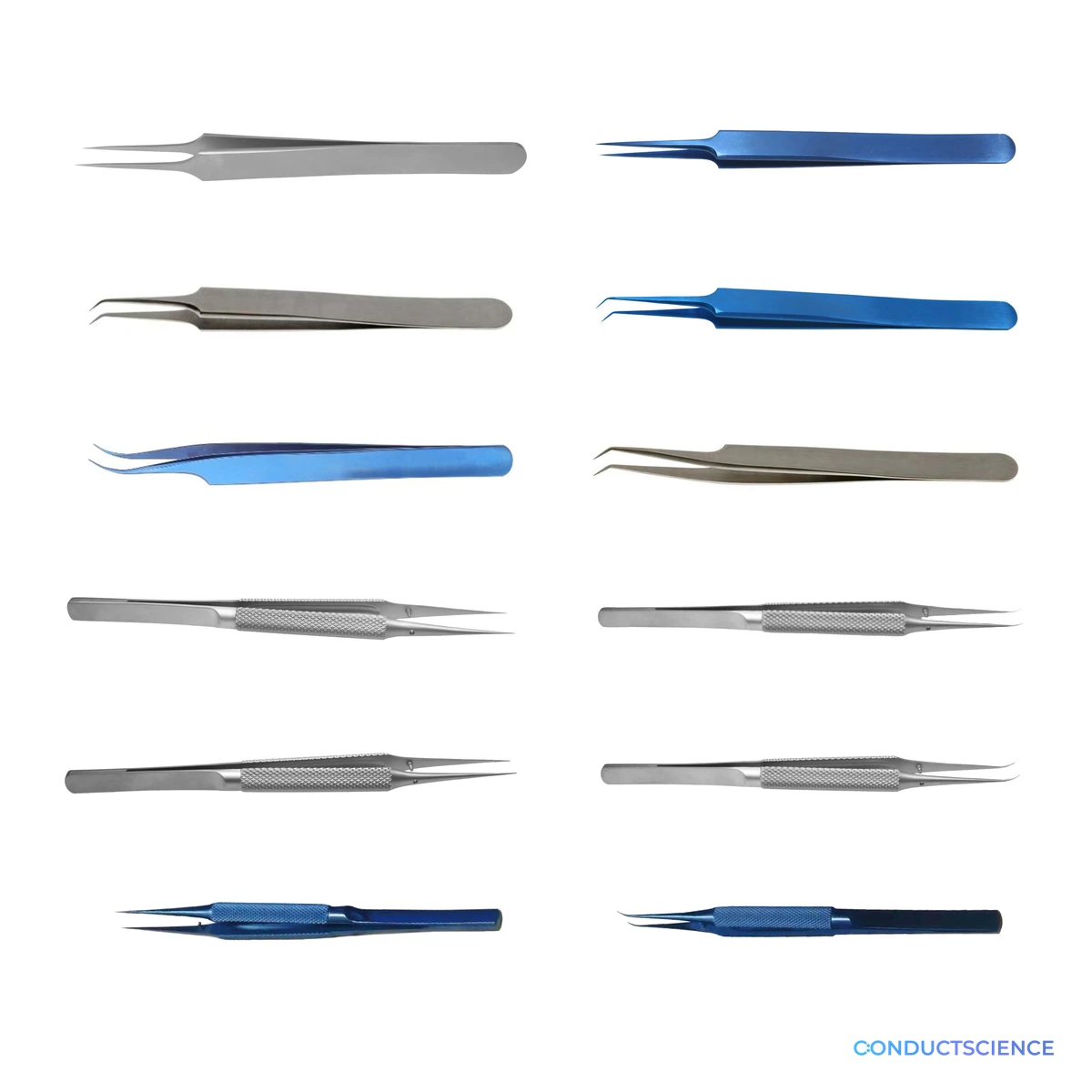 Micro Tweezers for fine tissue handling on a white background with ConductScience watermark