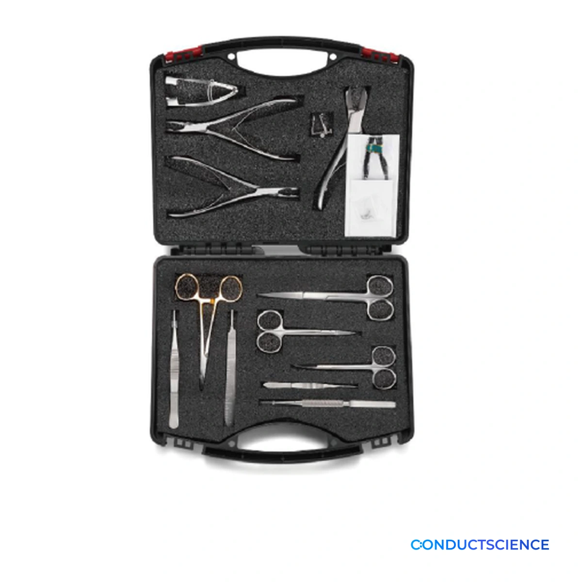 Spinal Cord Surgical Kit arranged in a case with ConductScience watermark