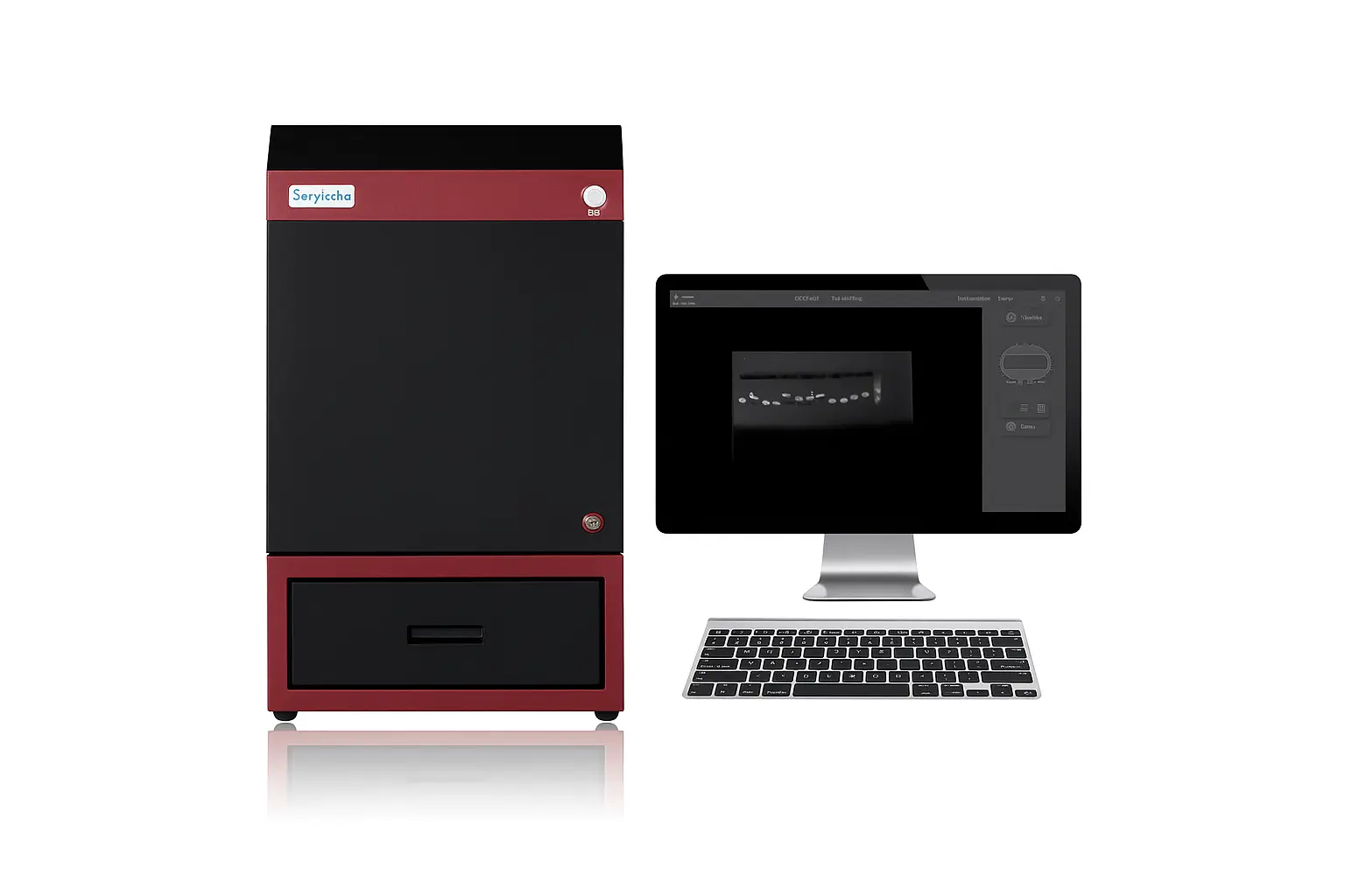 Automatic gel imaging system with integrated computer and software interface for gel documentation and analysis.