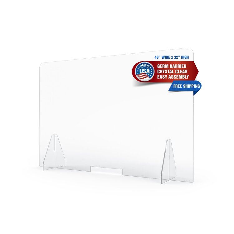 Protective Virus Shield for Counter & Desk - Freestanding Clear Acrylic  Shield 48 x 32 - Conduct Science