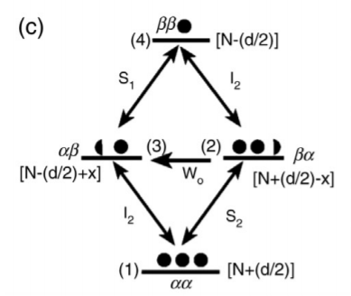 Energy level diagram at different states