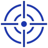 Blue accuracy target icon representing precision, focus, and data reliability in ConductVision.