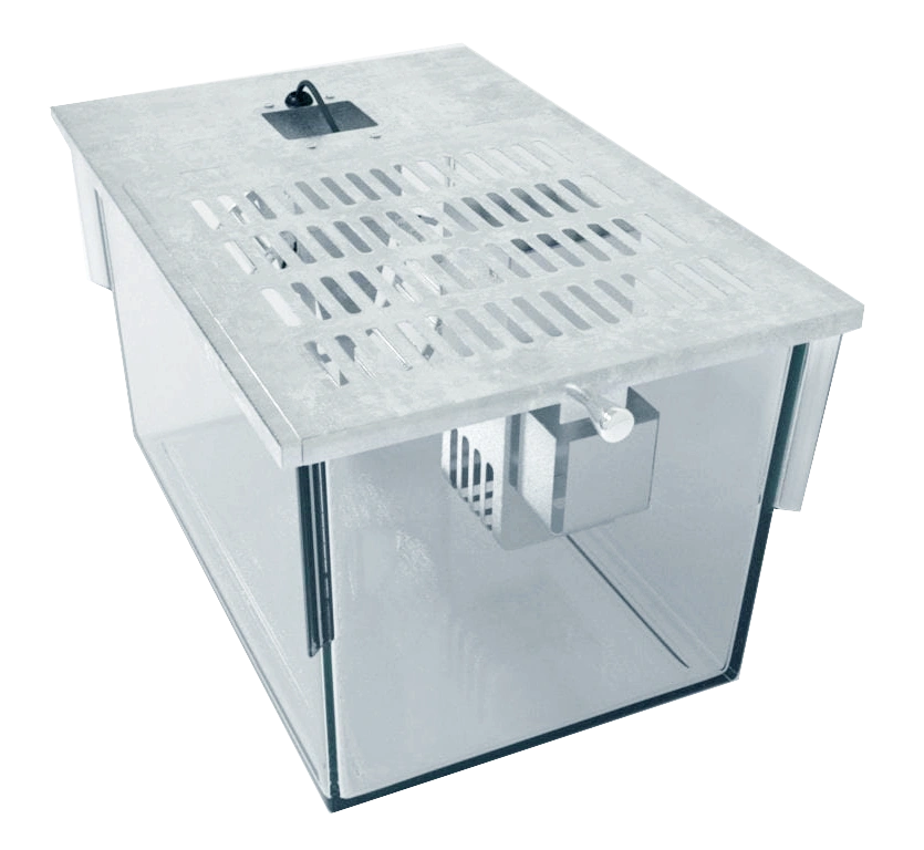 ConductVision rat activity wheel chamber – a transparent research enclosure with ventilation and access ports.