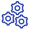 Blue gears icon representing system processes, automation, and optimization in ConductVision.