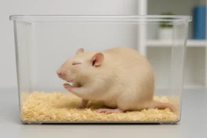 Rodent exhibiting sleep-related twitching inside lab enclosure