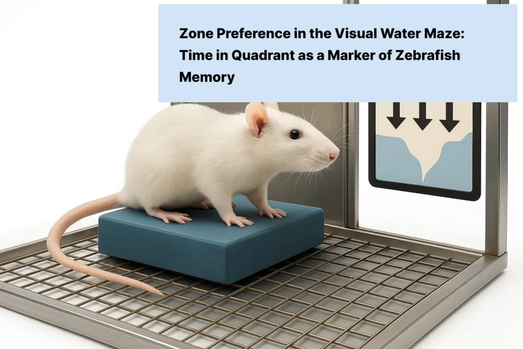 Zebrafish in a Visual Water Maze used for zone preference memory trials