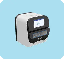PCR machine, electrophoresis chamber, and gel documentation system used in DNA and RNA analysis.
