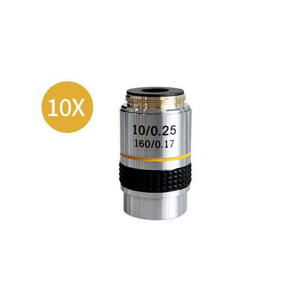 195mm Achromatic Biological Microscope Objective lens with RMS 20.2mm Interface with 4X, 10X, 40X, 100X