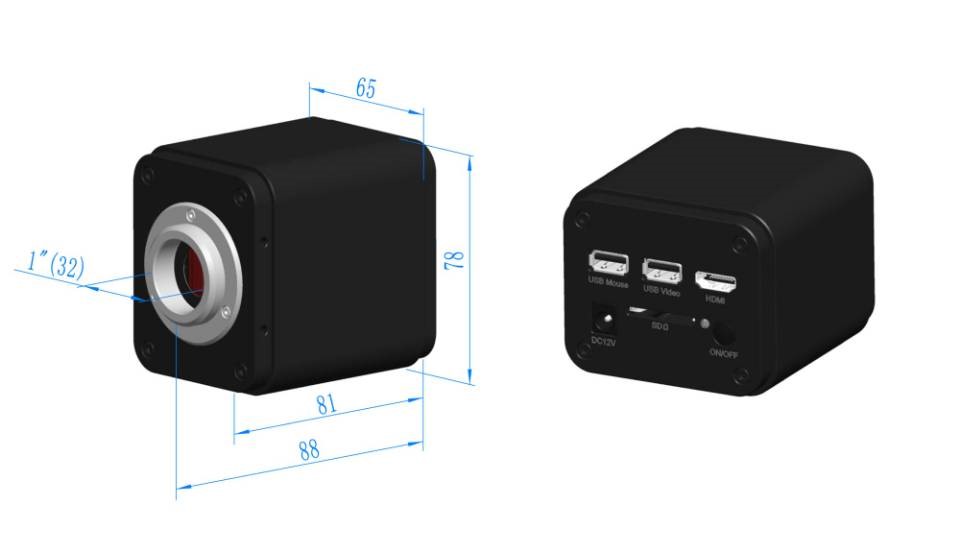 Serie 4K 8MP C-mount HDMI+USB Digital Microscope Camera with Video & Measurement Functions